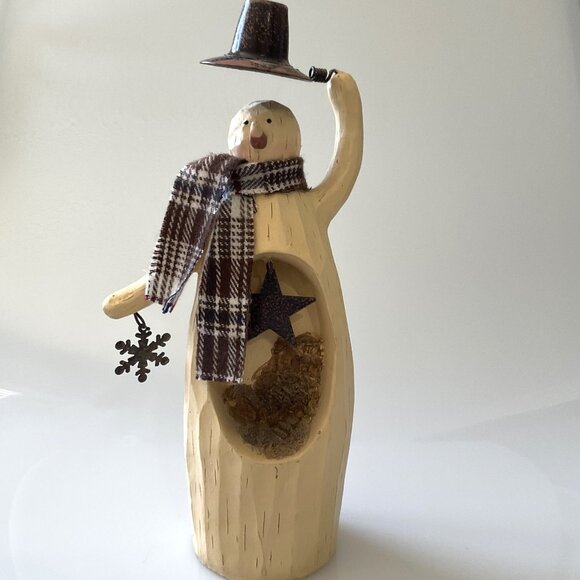 SNOWMAN FIGURINE HOLIDAY CHRISTMAS WINTER 10" VINTAGE - Picture 4 of 10